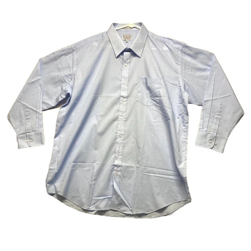 Boulevard By Block Dress Shirt Mens 18.5T Blue Cotton Expanding Collar Business